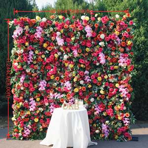 Panel Floral de seda 5d/8d personalizado de alta calidad, pared de flores rosas y naranjas para boda, Navidad y decoración de escenario de Graduación - Product Image 2