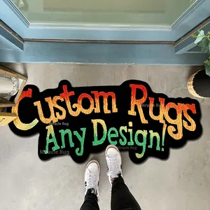 Karpet Area Lantai Dalam Ruangan Desain Kustom Logo Permadani Buatan Tangan Huruf Karpet Berumbai Kustom Die Cut Karpet Lantai