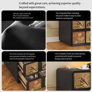 Un nouveau style de <span class=keywords><strong>table</strong></span> de chevet moderne intelligente noire de luxe et haut de gamme pour une chambre à coucher d'appartement en bois massif en 2025 - Product Image 5