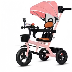 Tricycle à trois roues pour enfants avec musique pour les enfants de 1 à 6 ans, poussette en métal pour bébé - Product Image 1