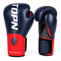 Gants de boxe personnalisés TOPN avec logo, pour adultes et jeunes, équipement d'entraînement de kickboxing et de Sanda, en cuir microfibre, fermeture réglable avec boucle de poignet