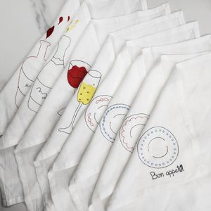 Serviettes de cocktail en lin français pur mariage rose bleu brûlé <span class=keywords><strong>orange</strong></span> vert beige blanc serviettes en lin personnalisées linge de table - Product Image 1
