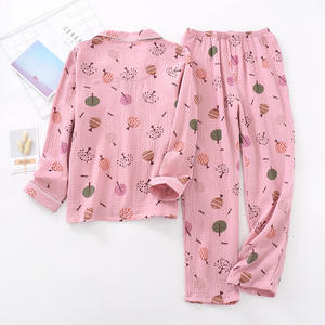 ชุดชุดนอนผ้าฝ้ายทอพิมพ์ลายสำหรับผู้หญิงเอวยางยืดคุณสมบัติระบายอากาศได้ดีสำหรับฤดูร้อนฤดูใบไม้ร่วง - Product Image 6