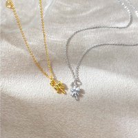 Collier pendentif nœud papillon 3D plaqué or 18 carats hypoallergénique pour femme, chaîne délicate en forme de ruban, vente en gros