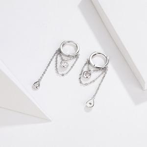 SCE638 mejor calidad popular Chapado en <span class=keywords><strong>plata</strong></span> 925 huggies borla cadena cz zircon piedra aro pendientes, pendientes <span class=keywords><strong>de</strong></span> las mujeres - Product Image 2
