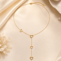 Collier superposé en forme de cœur SUMMLY pour femmes, zircon creux, plaqué or 18 carats, chaîne en acier inoxydable, bijoux tendance, cadeau