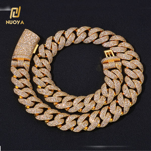 NUOYA - Cadena Cubana <span class=keywords><strong>de</strong></span> Diamantes <span class=keywords><strong>de</strong></span> 22 mm para Hombre y <span class=keywords><strong>Mujer</strong></span>, Cadena con Hebilla Curva, Collar Cubano con Circonitas, Joyería Hip Hop - Product Image 1
