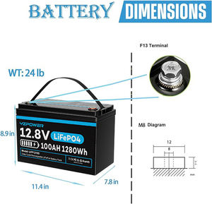 EE. UU. Stock 12V 100Ah LiFePO4 Batería EV Grado ACells 6000 + Ciclos profundos 10 YR Vida útil para RV, marino, almacenamiento de energía solar para el hogar - Product Image 5