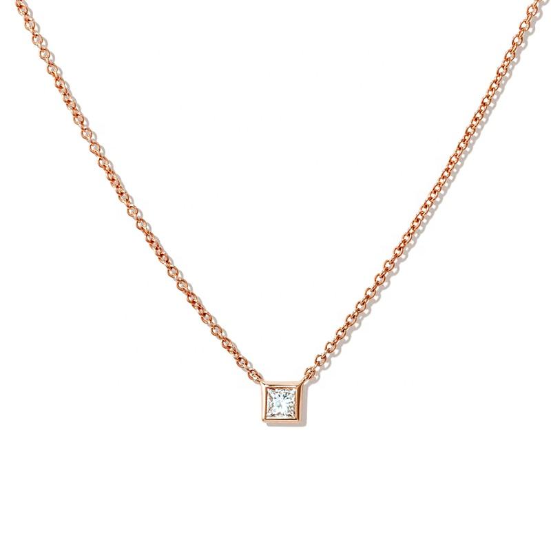 Milskye exquis petit pendentif en diamant carré or 18 carats