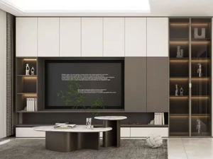 ตู้วางทีวีไม้สไตล์โมเดิร์นมินิมอล พร้อมไฟส่องสว่าง ดีไซน์หรูหรา สำหรับห้องนั่งเล่น ห้องนอน ห้องรับประทานอาหาร โรงแรม และบ้าน - Product Image 2