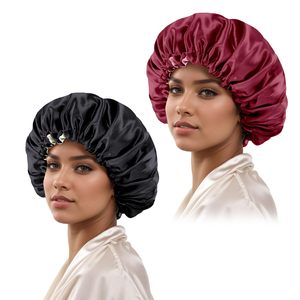 Chapeaux <span class=keywords><strong>de</strong></span> <span class=keywords><strong>nuit</strong></span> en satin avec logo personnalisé <span class=keywords><strong>bonnet</strong></span> <span class=keywords><strong>de</strong></span> sommeil réversible en satin <span class=keywords><strong>de</strong></span> soie <span class=keywords><strong>de</strong></span> créateur à double épaisseur <span class=keywords><strong>bonnet</strong></span> pour cheveux extra large pour adultes - Product Image 1