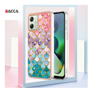 2023 nuevos patrones de tendencia marco chapado mármol bastante suave TPU gradiente para <span class=keywords><strong>MOTO</strong></span> G84 G54 G14 funda de teléfono - Product Image 1