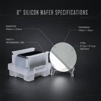 Wafer Silikon Monokristalin 8 Inci Poles Satu Sisi 200mm Substrat Si untuk Komponen Sensor Optoelektronik Presisi