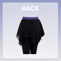 Robe de patinage artistique pour filles et adultes, jupe de danse sur glace à double couche en maille sans manches avec strass et grande jupe évasée, adaptée aux quatre saisons