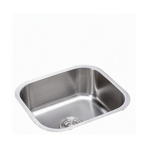 Évier de cuisine rond en acier inoxydable SUS304 brossé satiné, diamètre 428 mm, cuve unique, avec robinet intégré - Product Image 1