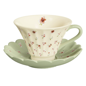 ชุดถ้วยเซรามิคลายดอกไม้ ดีไซน์พิเศษสำหรับกาแฟ - Product Image 1