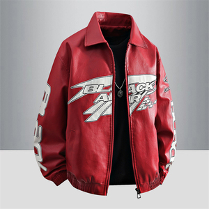 Custom <strong>Men's</strong> Vintage PU <strong>Leather</strong> <strong>Jacket</strong> Classic Zipper Biker <strong>Jacket</strong> Street Style <strong>Leather</strong> <strong>Jacket</strong> With Pockets - Product Image 1
