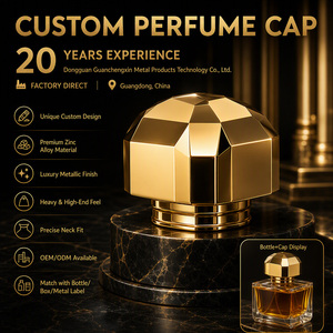 Capuchon <span class=keywords><strong>de</strong></span> parfum oblique carré en Zamac, étanche, avec bordure polie, finition or brillant, personnalisable OEM, sans stock en magasin, liquide - Product Image 1