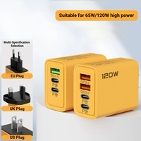 Cargador de Teléfono Móvil de Carga Rápida de 120 W, Cargador Multi-Puerto Dual PD + Dual USB con Enchufes Europeos y Estadounidenses, Cargador PD de 20 W para Todos los Teléfonos