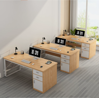 Ensemble de chaise de bureau moderne en bois HHSC avec tiroir de rangement, postes de travail simples et compacts, bureau individuel pour usage domestique ou professionnel
