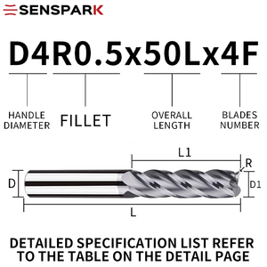 High Precision CNC 58&deg; Tungsten Steel <strong>Round</strong> <strong>Nose</strong> <strong>End</strong> <strong>Mill</strong> R0.5 with Nano Coating - Product Image 5