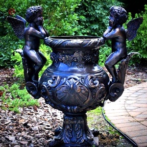 Oeuvre en métal classique coulée Bronze enfant Vase <span class=keywords><strong>Versailles</strong></span> chérubin urne socle Statue - Product Image 5