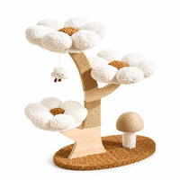 Arbre à chat floral 3 niveaux avec lit, structure d'escalade et griffoir, en tissu durable et résistant aux griffures, style mignon, pour chats toutes saisons