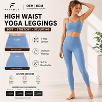 FITVOLT Pantalones de Yoga de Cintura Alta para Mujer, Sólidos, para Pilates, Sin Líneas Visibles, Efecto Levanta Glúteos, Elásticos en Cuatro Direcciones