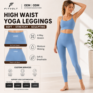 FITVOLT Pantalon de yoga et de Pilates pour femme, taille haute, sans traces visibles, effet galbe fessier, extensible dans quatre directions - Product Image 1