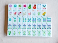 Jeu de Mahjong Américain 160 Tuiles Acryliques NMJL avec Motifs Oeil Maléfique, Panda, Floral et Accents Bleus Macaron pour Divertissement et Cadeau