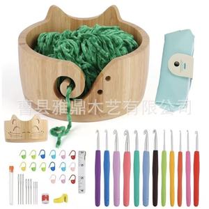 Cuenco de Madera Maciza con Forma de Animal de Dibujos Animados, 1-3L, Tipo Vertical, Color Madera Natural, para Almacenamiento de Hilos y Ganchillo - Product Image 1