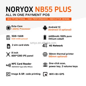 Noryox Android 13 80mm Printer Handheld Pos 8 Inch Touch Screen Pos Terminal Payment 80mm Bus Billing Machine