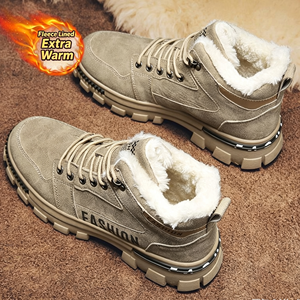 Chaussures en coton chaudes et épaisses doublées de polaire pour hommes, bottes de travail antidérapantes, chaussures de sécurité pour le travail industriel en extérieur - Product Image 6