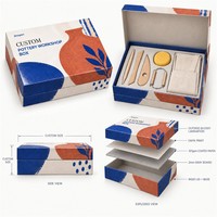 Boîte cadeau rigide avec logo personnalisé, base et couvercle, impression CMYK, finition brillante, pour atelier de poterie