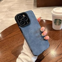 Étui en cuir suédé adapté à l'iPhone 17 Pro Max pour iPhone 16, étui souple uni, patch en cuir, protection antichoc