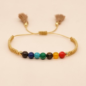 Boho Smart Bracelets 7Chakra Hématite Arc-en-ciel Couleur Perlé Coeur Charme <span class=keywords><strong>Bracelet</strong></span> Pour Femmes Amitié Bijoux Noir Corde Bijoux - Product Image 4