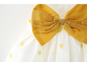 Robe d'été pour bébé fille, adorable robe sans manches à pois, style princesse avec nœud, en coton - Product Image 6