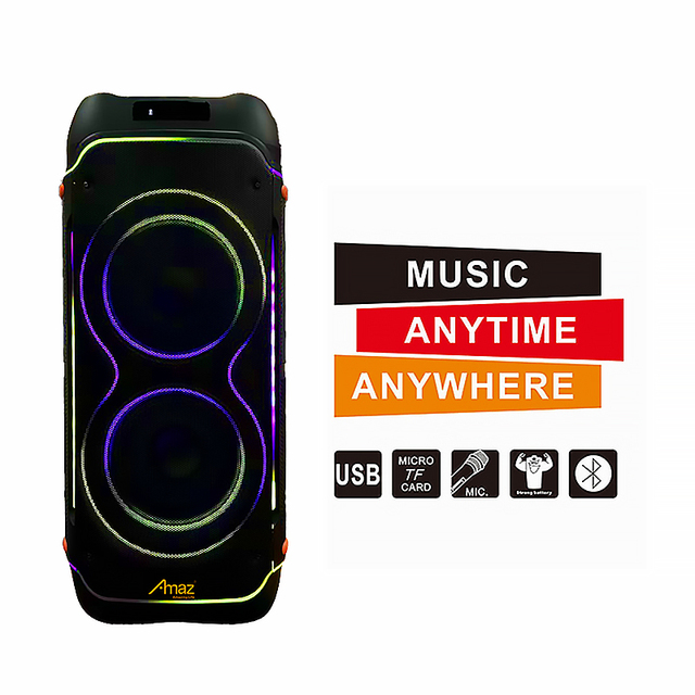 AL10128X Heavy Bass Portable Trolley Speaker With Screen Outdoor Wireless Microphone Colorful LED Party Speaker