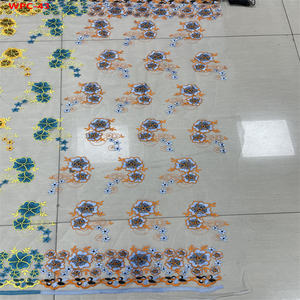여성 드레스 의류용 공장 맞춤 꽃과 색상 자수 화이트 메쉬 튤 레이스 원단 순수 자수 원단 - Product Image 3