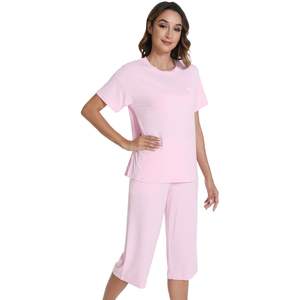 Conjunto de Pijama Capri de Punto Suave Personalizado OEM para Mujer, Ropa de Dormir de Verano, Viscosa de Bambú, Tallas S-XXL - Product Image 2