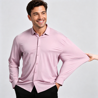 Chemise Homme Oversize Tricotée Double Boutonnage Haute Élasticité Anti-Plis Finition Brillante Style Urbain Décontracté Confortable