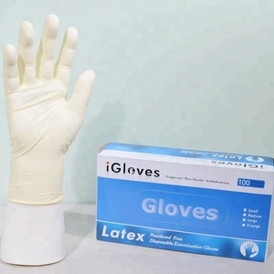 Guantes desechables de látex de buena calidad Guantes en polvo Guantes blancos lechosos de Malasia - Product Image 2