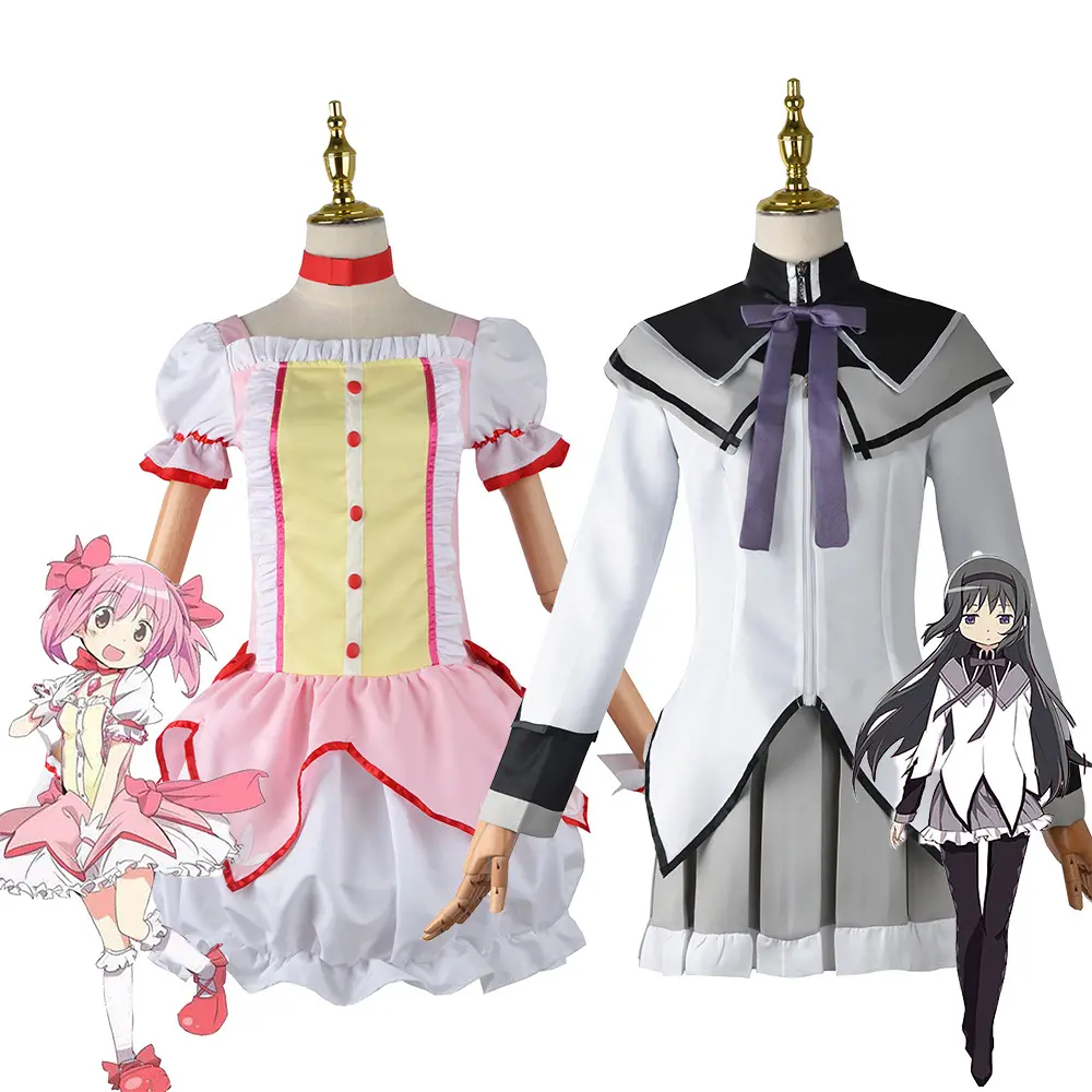 Anime Magisches Mädchen Puella Magi Madoka Magica Akemi Homura Kaname Madoka Cosplay Kostüm Mahou Shoujo Perücke Battle Suit Kleid Rock
