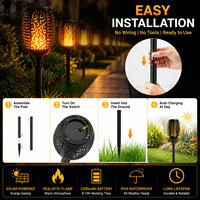 Lampe torche solaire LED à effet flamme vacillante, étanche IP65, pour décoration extérieure de jardin, patio, corps en plastique, alimentée par piles