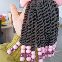 Fujia Tresses Torsadées pour Enfants, Queue de Cheval Synthétique Brillante Laser Scintillante avec Perles pour Petites Filles