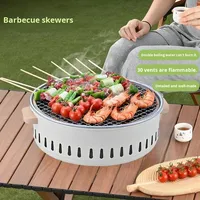 Brasero rond, brûleur à thé, barbecue, grill, cuisinière à charbon de bois portable d'extérieur, ensemble de camping d'hiver pour la maison