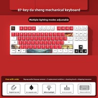 87-key Wired Gaming Mechanical Keyboard Blue Black Tea Red Switch Customizable PUBG Landscape Basketball Themed Hot-swappable