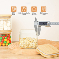 Ensemble de petits bocaux de stockage d'aliments de 0,5 L, récipients de stockage transparents avec couvercle hermétique en bambou, récipient d'organisation du garde-manger, pot à épices