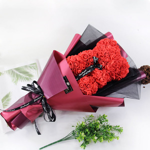 Amour éternel, beauté intemporelle, cadeau de la Saint-Valentin 2026, bouquet de Noël en dessin animé, ours en roses PE, fleurs préservées - Product Image 2