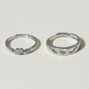 Wholesale Fashion Fine Jewelry Sterling <b>Silver</b> Couple Matched <b>Rings</b> CZ Diamond <b>Ring</b> Engagement <b>Adjustable</b> <b>Rings</b> for Women - Product Image 3